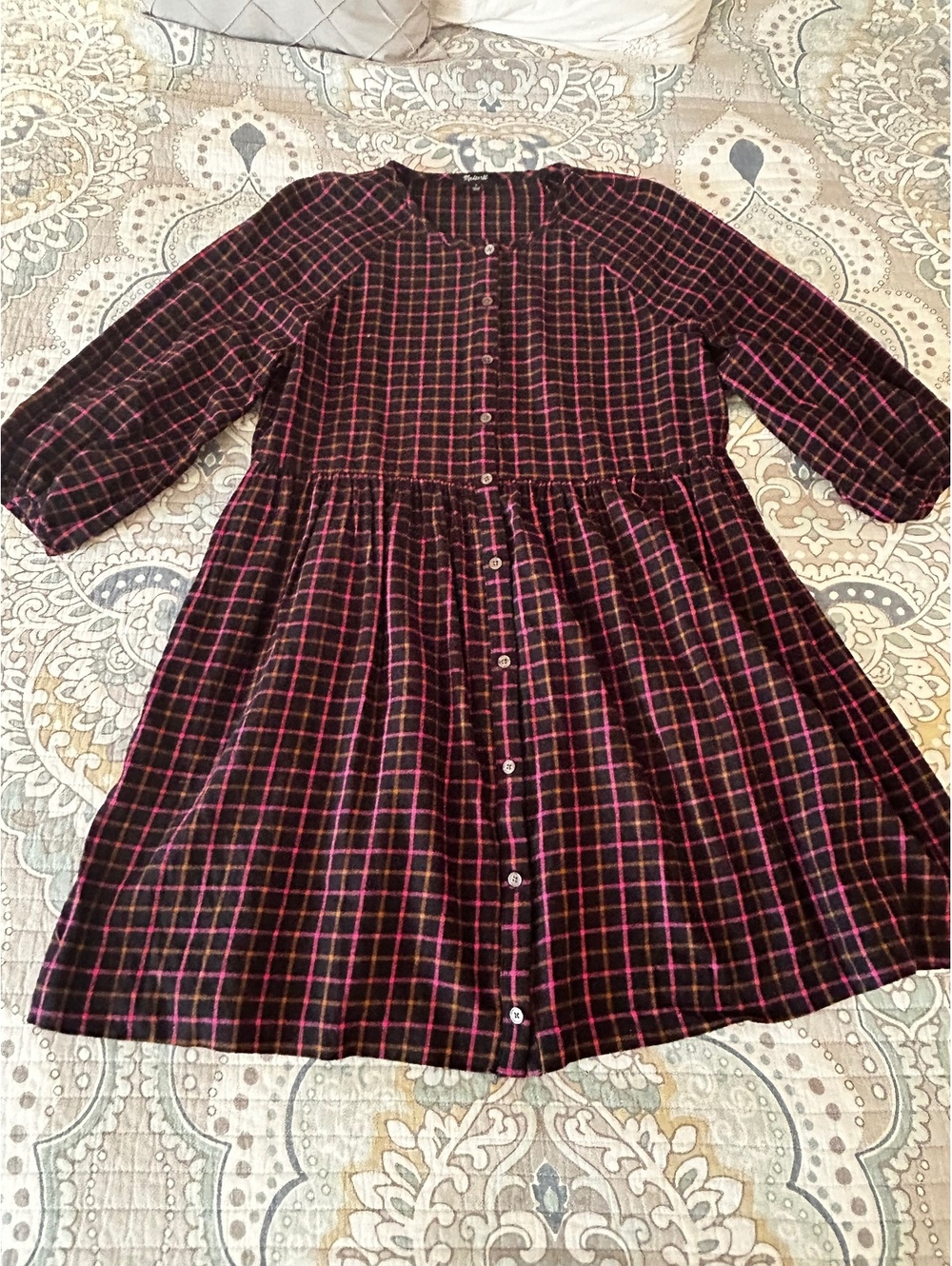 Madewell Women's Plaid Button-Front Dress Size 6